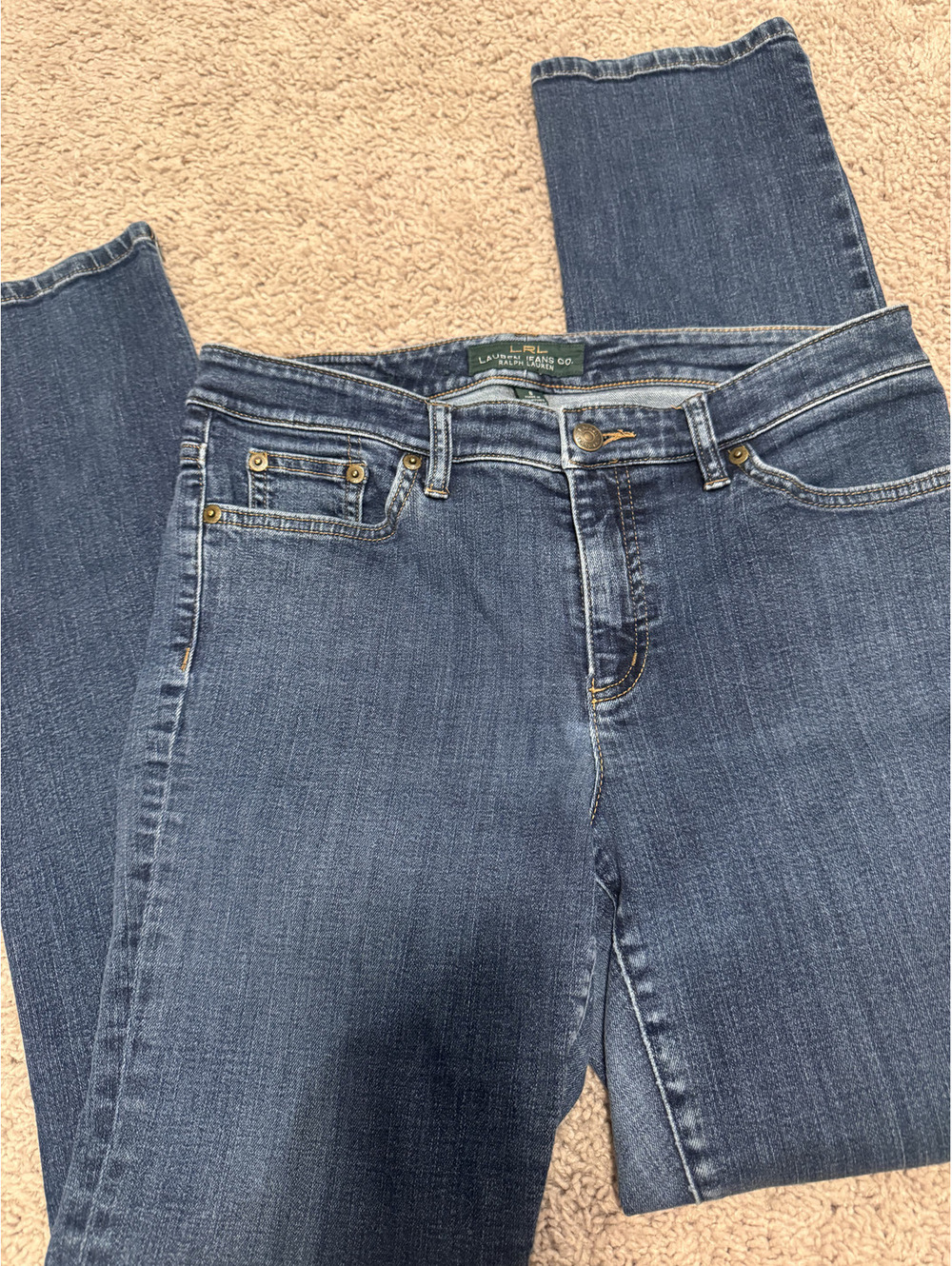 Lauren Ralph Lauren Straight Leg Jeans Medium Dark Wash Stretch Women's Size 8